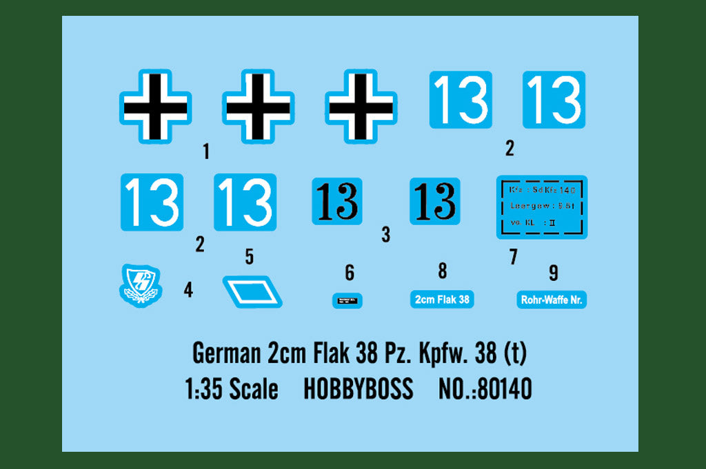 HobbyBoss, 2CM FLAK 38 PZ.KPFW .38 TEDESCO (T)