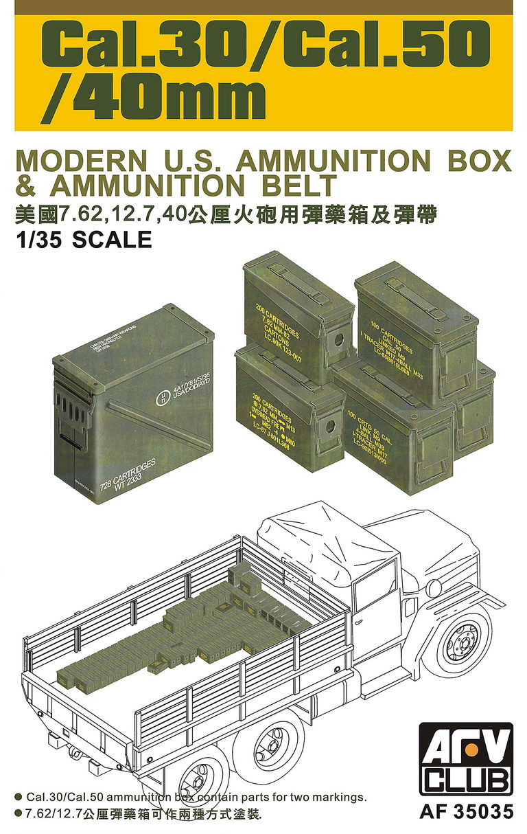 Club AFV, .30/.50 Cal. Scatole e cinture per munizioni moderne USA da 40 mm