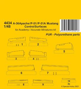 CMK, A-36 Apache / P-51 / P-51A Mustang Superfici di controllo 1/48