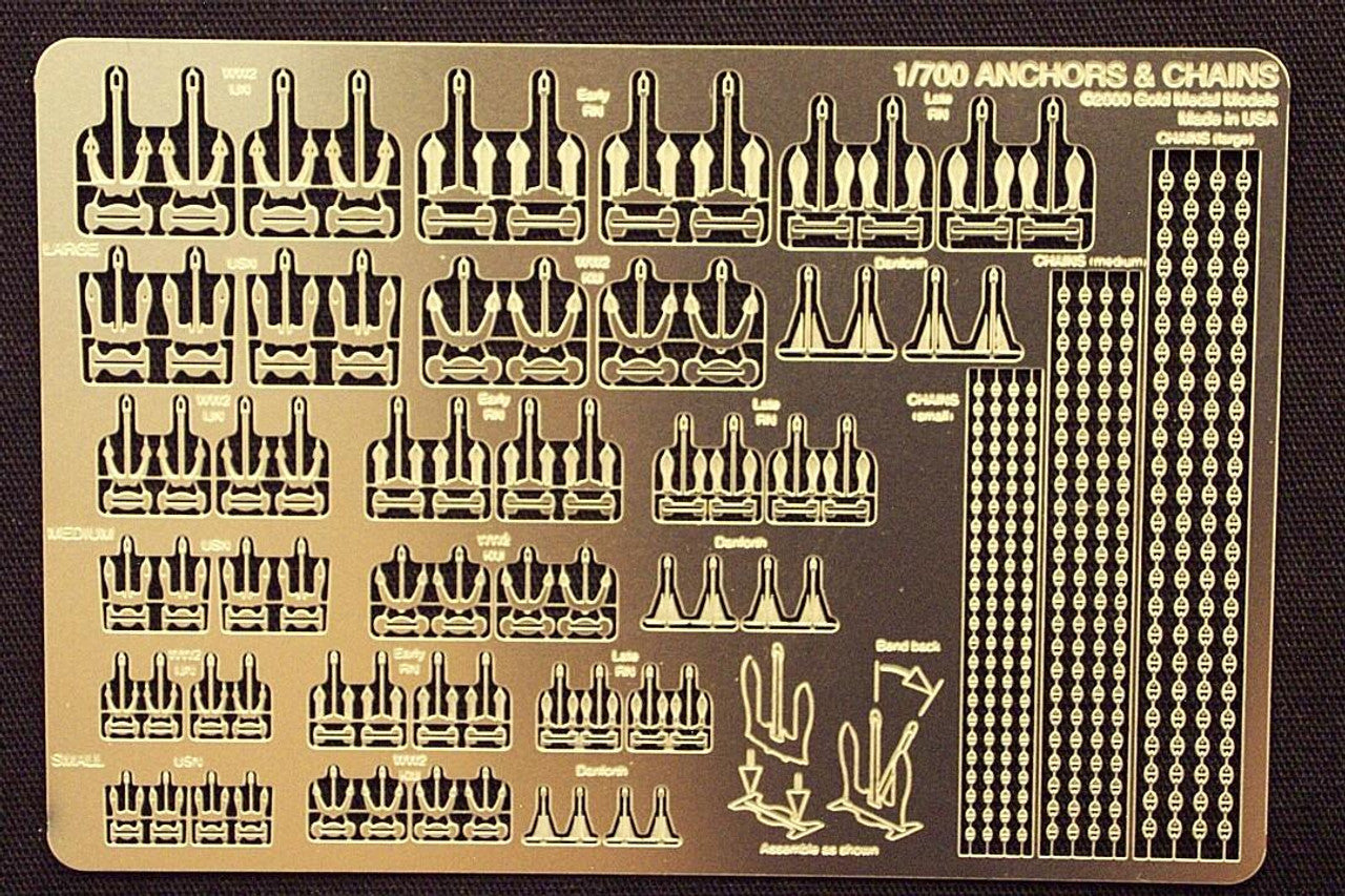 Modelli di medaglie d'oro, ANCORE E CATENE (72 ancore, 6 stili, 4 ciascuna in 3 misure)