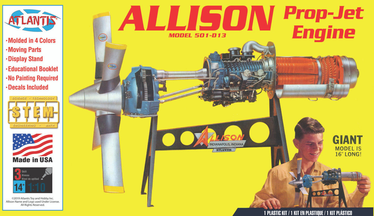 Modelli Atlantis, Atlantis Models Allison 501-D13 Prop Jet Aircraft Engine Kit in plastica