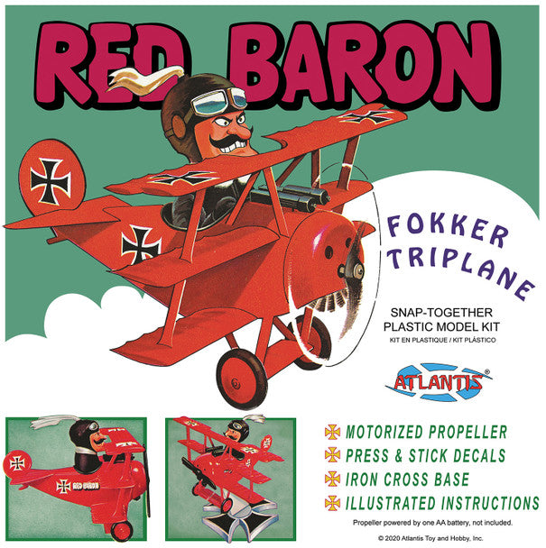 Modelli Atlantis, Atlantis Models Red Baron Fokker Triplane con motore SNAP Kit di modellismo in plastica