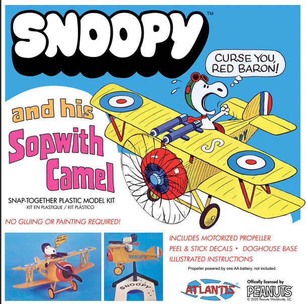 Modelli Atlantis, Atlantis Models Snoopy e il suo Sopwith Camel con motore SNAP Kit di modellismo in plastica