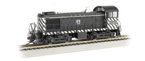 Treni Bachmann, Bachmann Industries Alco S4 Diesel Switcher Locomotiva equipaggiata con Dcc ATSF #1528 (striscia zebrata) in scala N