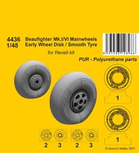 CMK, Beaufighter Mk.I/VI Ruote principali - Mozzo ruota precoce / Pneumatico liscio 1/48