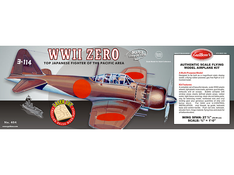 Gulliows, Guillow's WWII Zero Laser Cut Model Kit