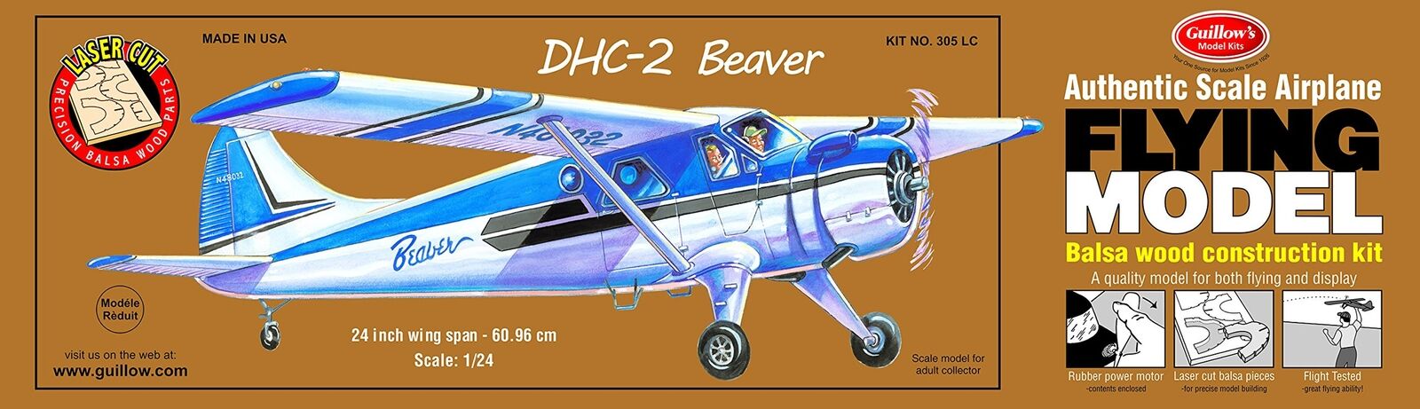 NodoModelli, Kit di modellismo a taglio laser Beaver DHC-2 di Guillow