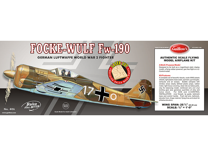 NodoModelli, Modellino di Focke-Wulf FW-190 Guillow tagliato al laser