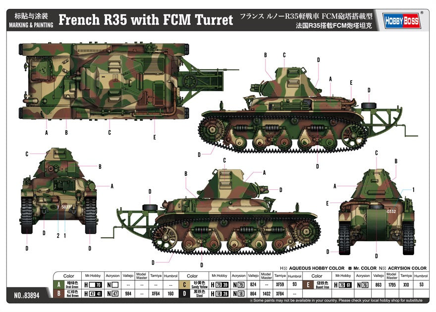 Hobby Boss, R35 FRANCESE C/FCM TORRETTA