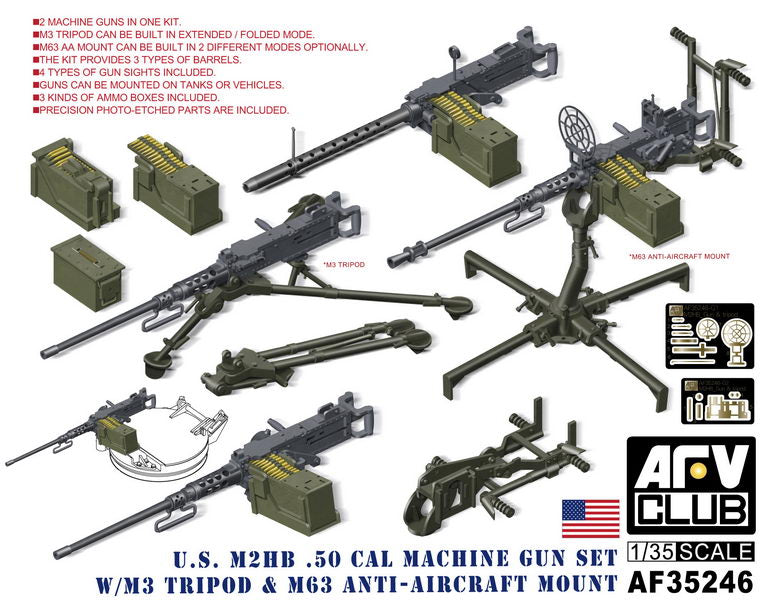 Club AFV, US M2HB .50Cal MG con treppiede M3 e attacco M63 AA